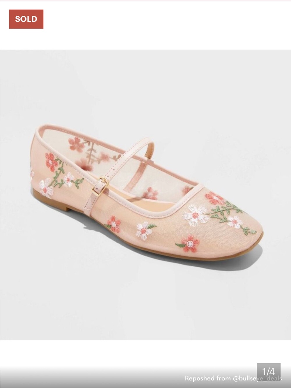 Wild Fable Elsa Mary Jane Mesh Ballet Flat - Floral Pink
